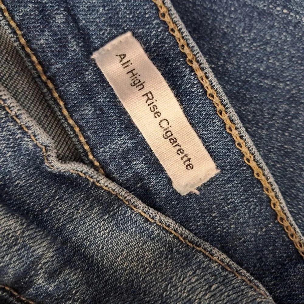 FRAME 31 Ali High Rise Cigarette Jeans Van Ness Wash Denim Raw Hem Ankle - Picture 8 of 10